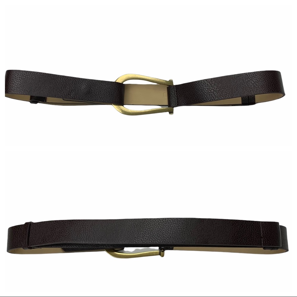 Chicos Brown Pebbled Faux Leather Waist Belt M/L